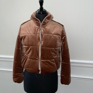 Ashley by 26 International Outerwear velvet cropped puffer jacket size - S